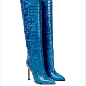 Croc-effect leather knee-high boots size 40 us 8.5